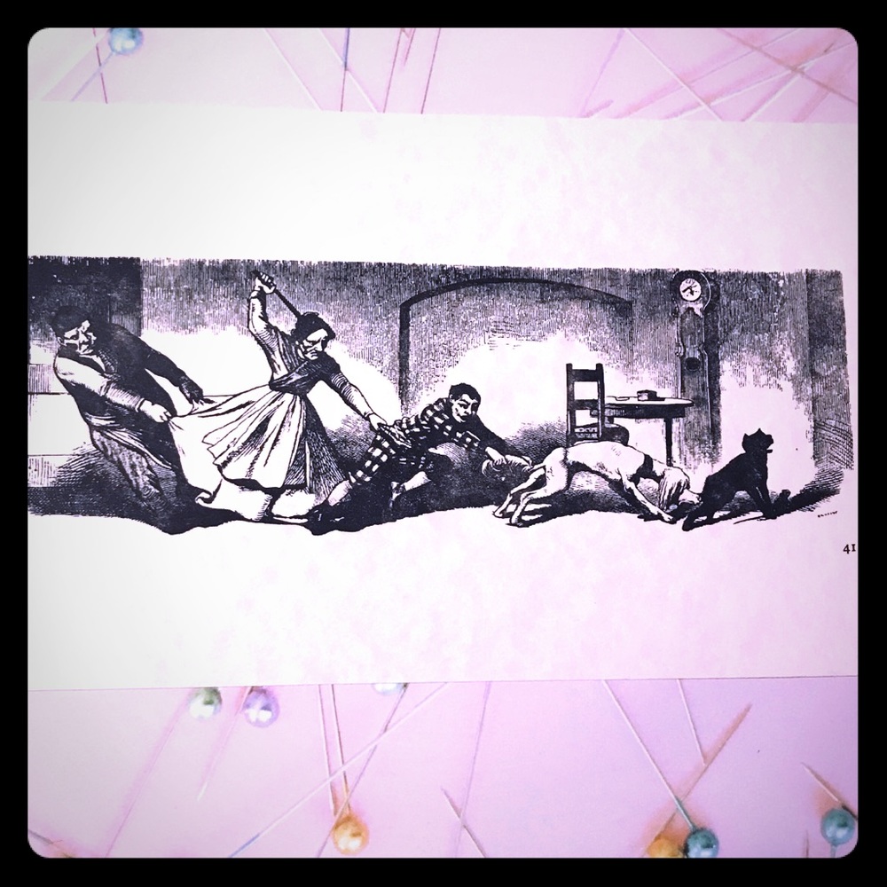 Handmade Letterpress Vintage Scene Print – Antique Illustration Art